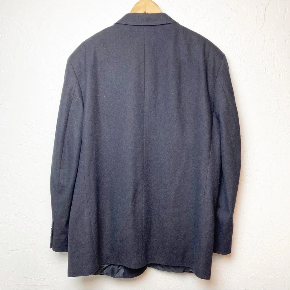 Oscar de la Renta cashmere blend wool suit sport jacket blazer 46R navy blue